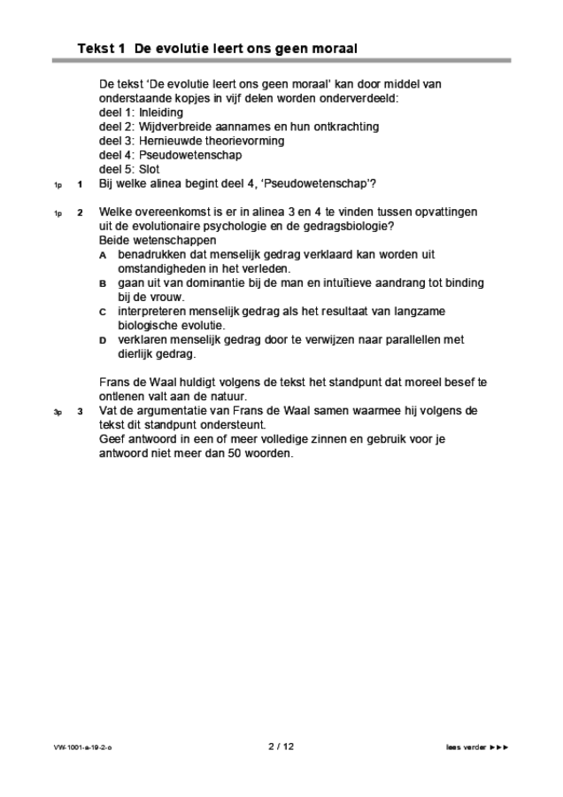 Opgaven examen VWO Nederlands 2019, tijdvak 2. Pagina 2