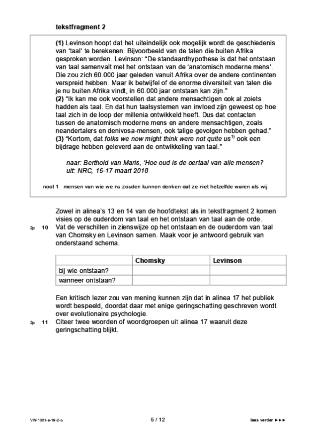 Opgaven examen VWO Nederlands 2019, tijdvak 2. Pagina 5