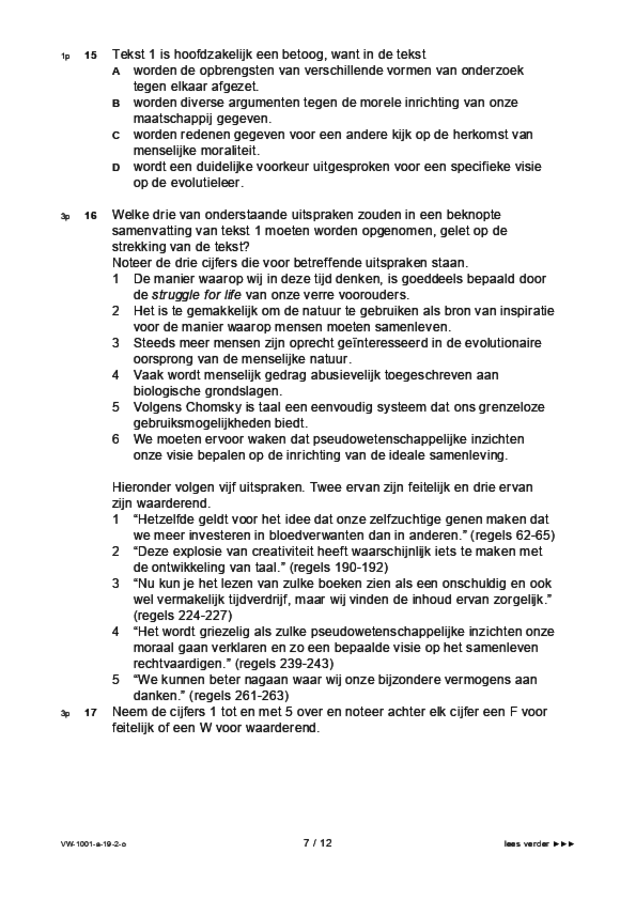 Opgaven examen VWO Nederlands 2019, tijdvak 2. Pagina 7