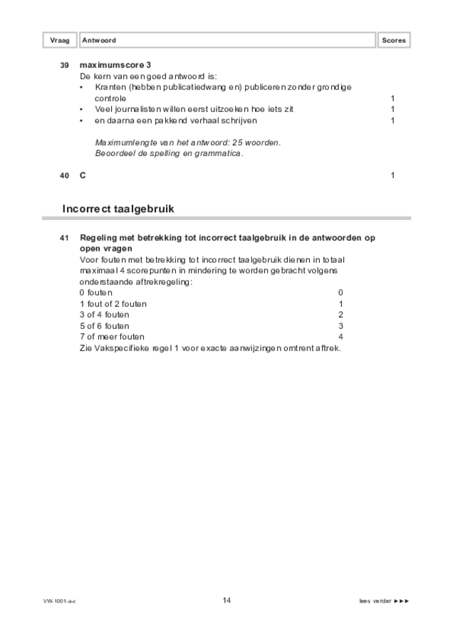Correctievoorschrift examen VWO Nederlands 2021, tijdvak 1. Pagina 14