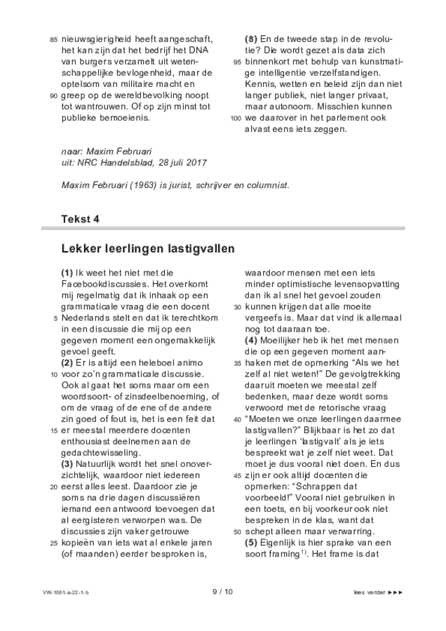 Bijlage examen VWO Nederlands 2022, tijdvak 1. Pagina 9