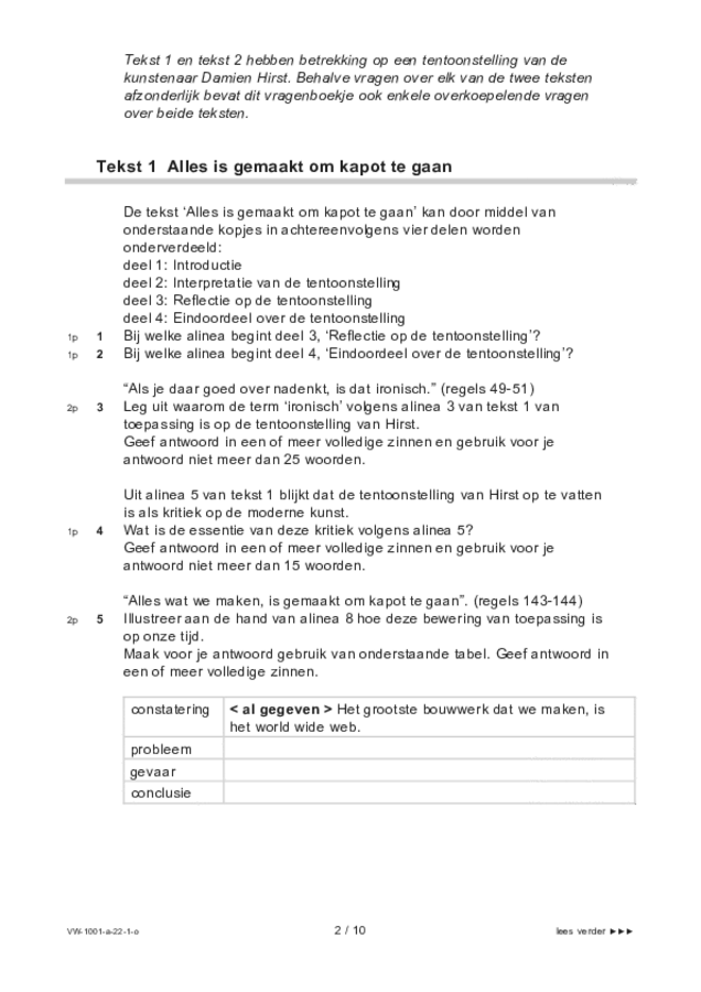 Opgaven examen VWO Nederlands 2022, tijdvak 1. Pagina 2