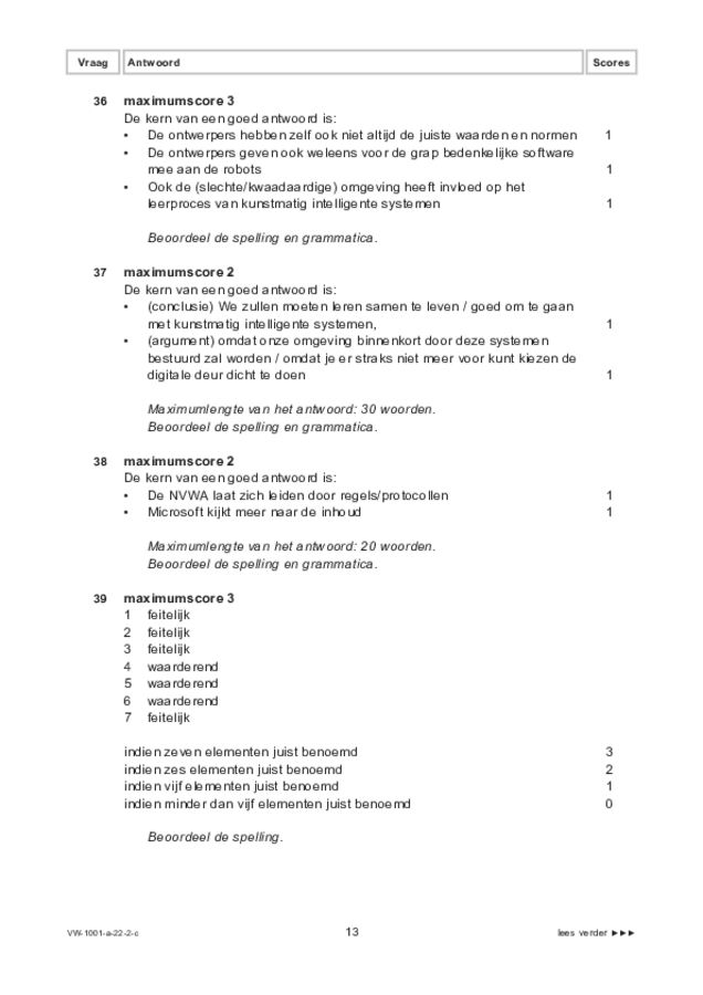 Correctievoorschrift examen VWO Nederlands 2022, tijdvak 2. Pagina 13