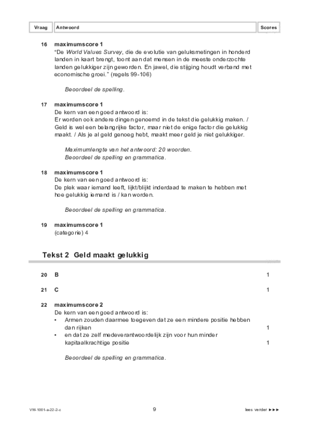 Correctievoorschrift examen VWO Nederlands 2022, tijdvak 2. Pagina 9