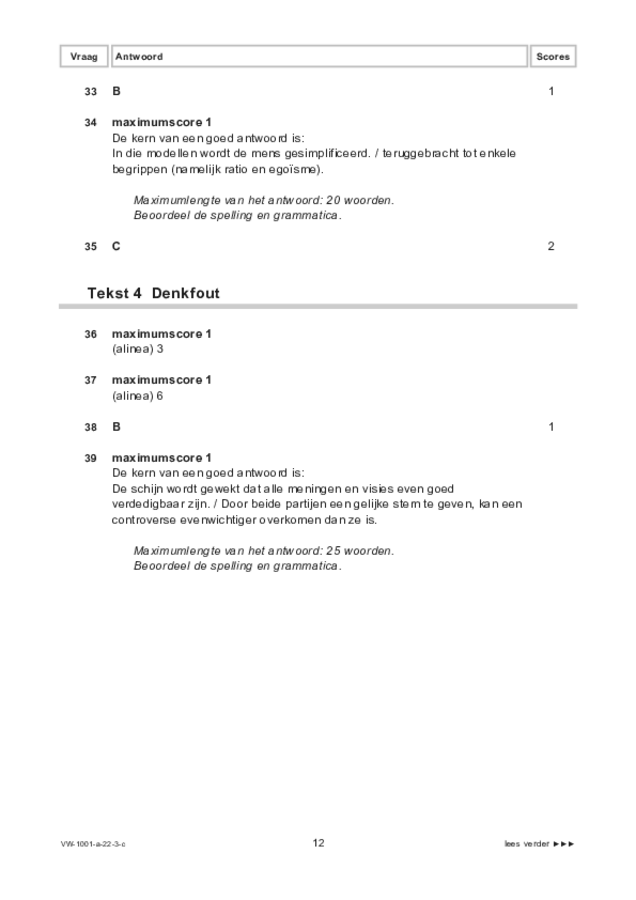 Correctievoorschrift examen VWO Nederlands 2022, tijdvak 3. Pagina 12