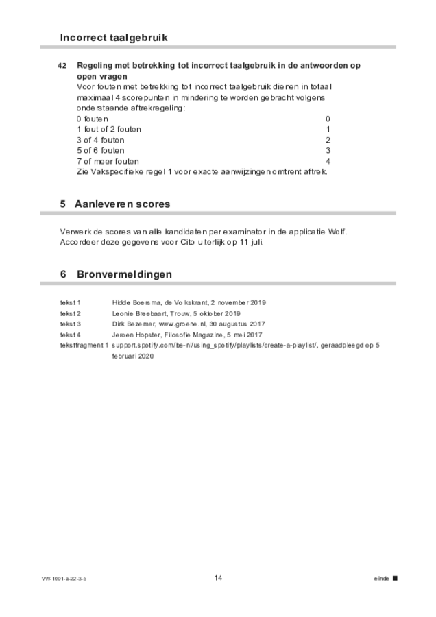 Correctievoorschrift examen VWO Nederlands 2022, tijdvak 3. Pagina 14