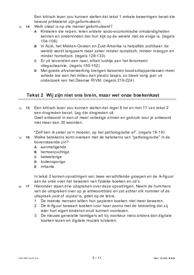 Opgaven examen VWO Nederlands 2022, tijdvak 3. Pagina 5