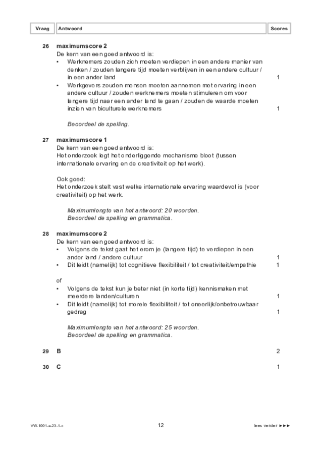 Correctievoorschrift examen VWO Nederlands 2023, tijdvak 1. Pagina 12