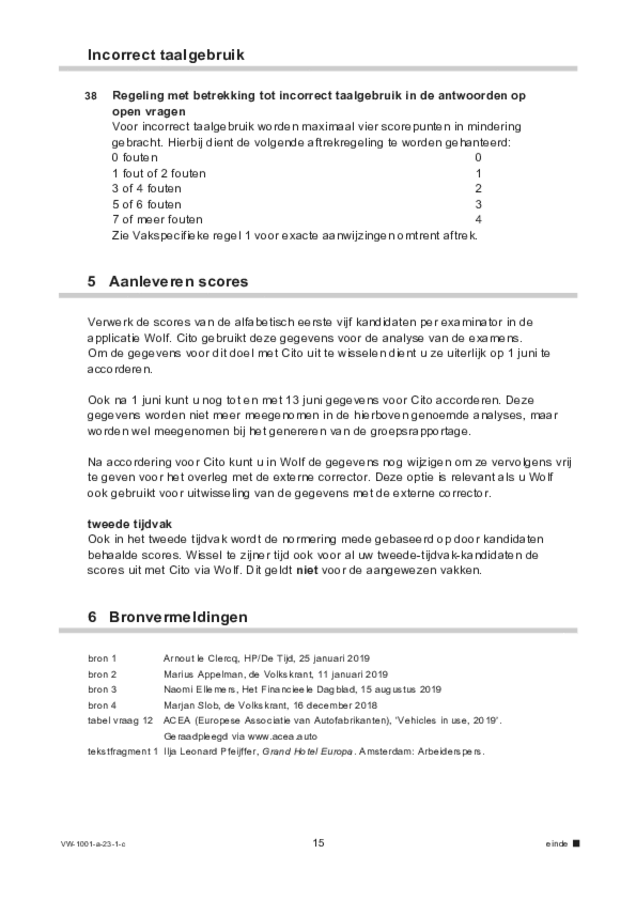 Correctievoorschrift examen VWO Nederlands 2023, tijdvak 1. Pagina 15