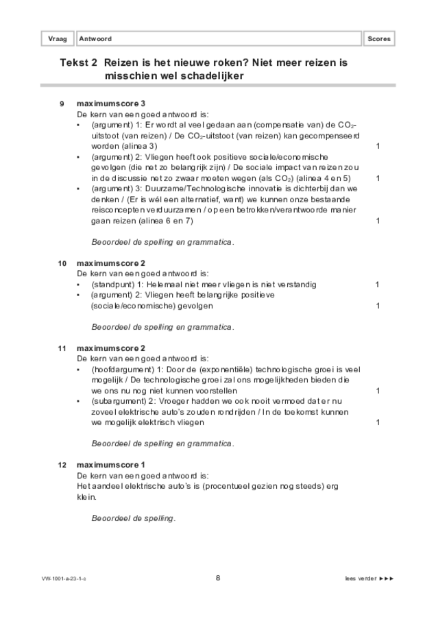 Correctievoorschrift examen VWO Nederlands 2023, tijdvak 1. Pagina 8