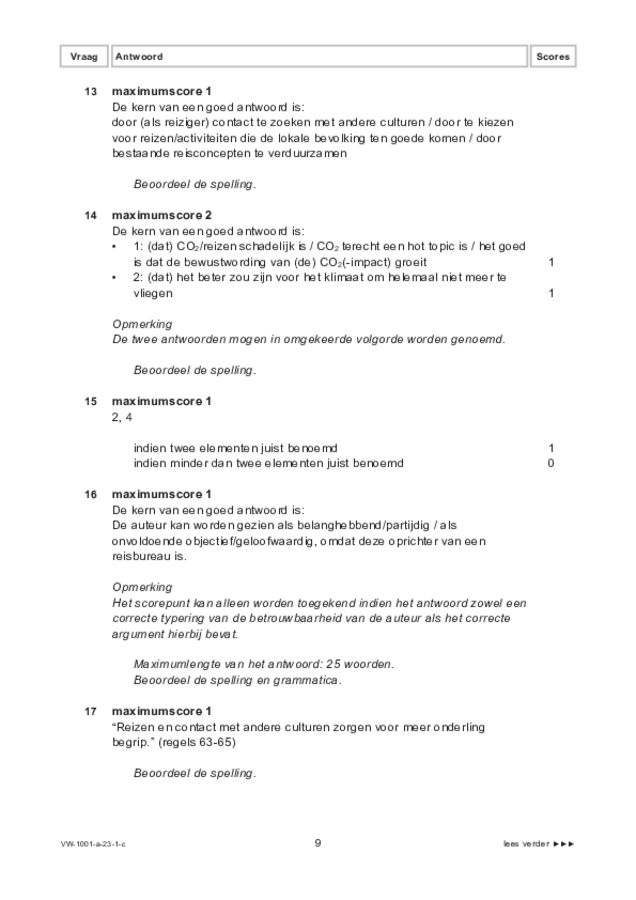 Correctievoorschrift examen VWO Nederlands 2023, tijdvak 1. Pagina 9