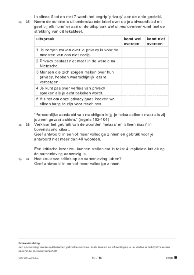 Opgaven examen VWO Nederlands 2023, tijdvak 1. Pagina 10