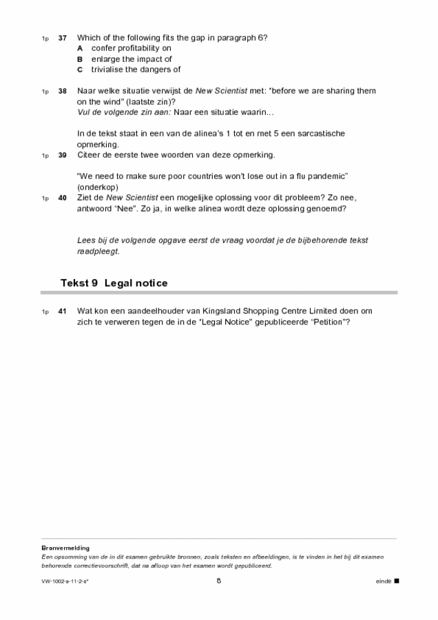 Opgaven examen VWO Engels 2011, tijdvak 2. Pagina 8
