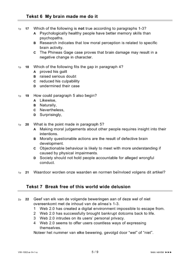 Opgaven examen VWO Engels 2014, tijdvak 1. Pagina 5