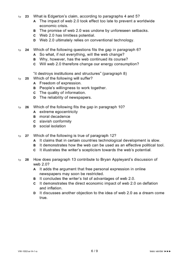 Opgaven examen VWO Engels 2014, tijdvak 1. Pagina 6