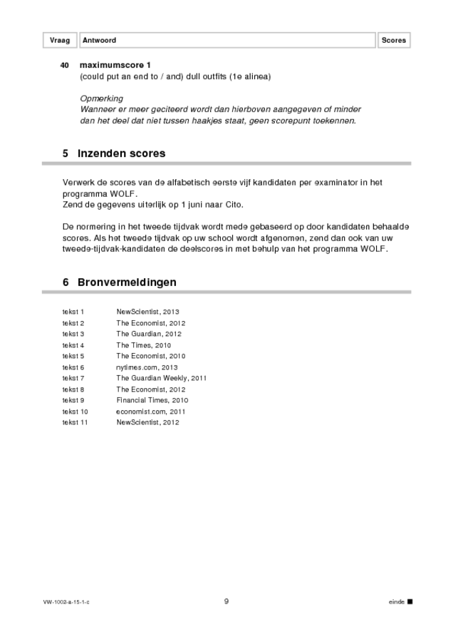 Correctievoorschrift examen VWO Engels 2015, tijdvak 1. Pagina 9