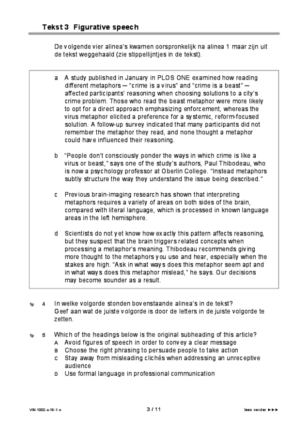 Opgaven examen VWO Engels 2018, tijdvak 1. Pagina 3