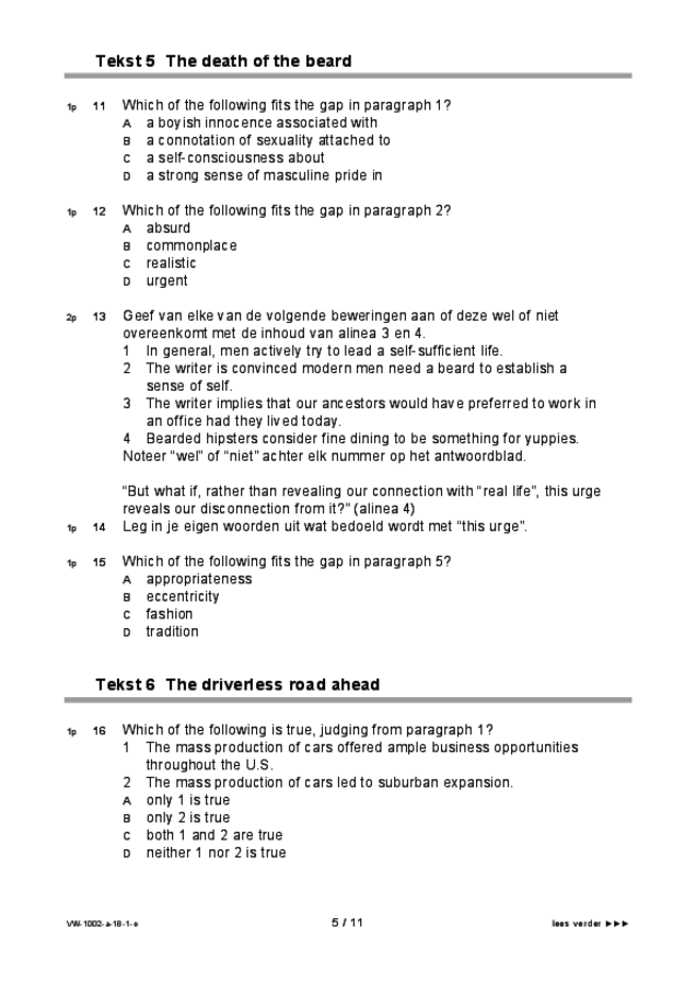 Opgaven examen VWO Engels 2018, tijdvak 1. Pagina 5