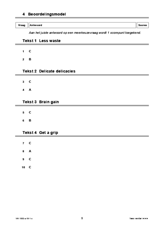 Correctievoorschrift examen VWO Engels 2019, tijdvak 1. Pagina 5