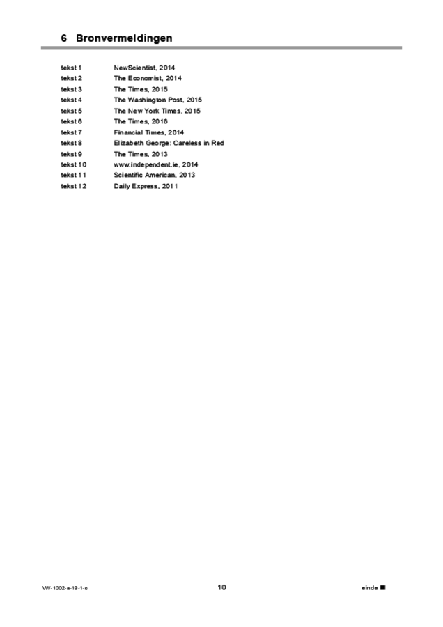 Correctievoorschrift examen VWO Engels 2019, tijdvak 1. Pagina 10