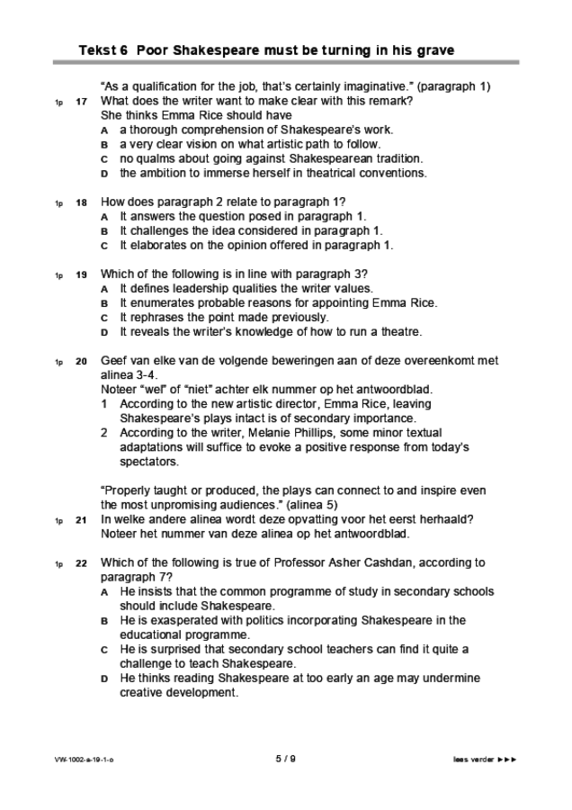 Opgaven examen VWO Engels 2019, tijdvak 1. Pagina 5