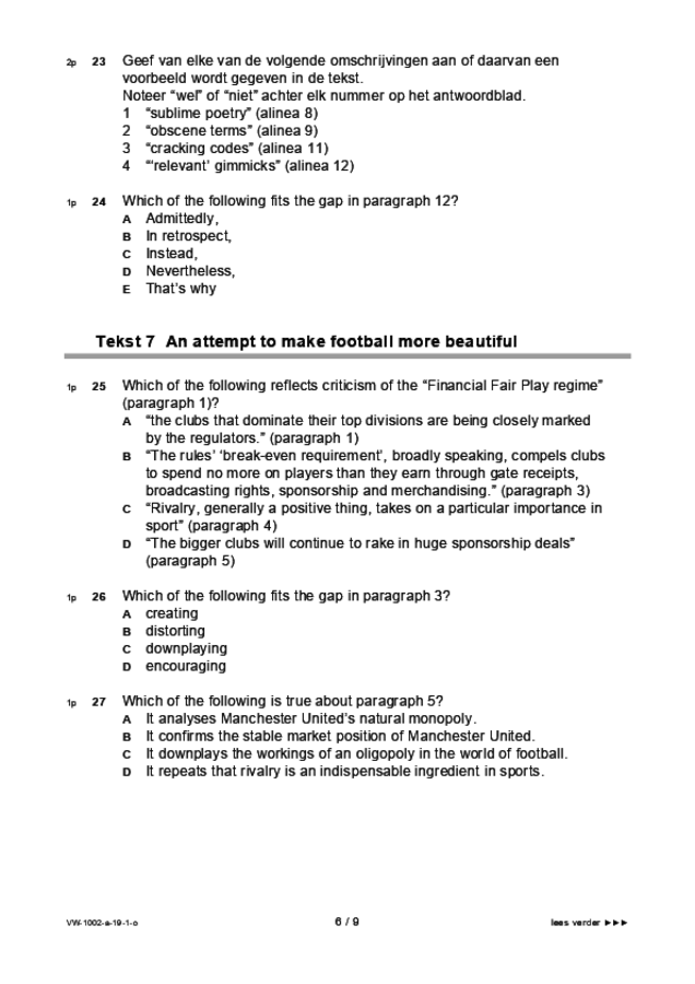 Opgaven examen VWO Engels 2019, tijdvak 1. Pagina 6