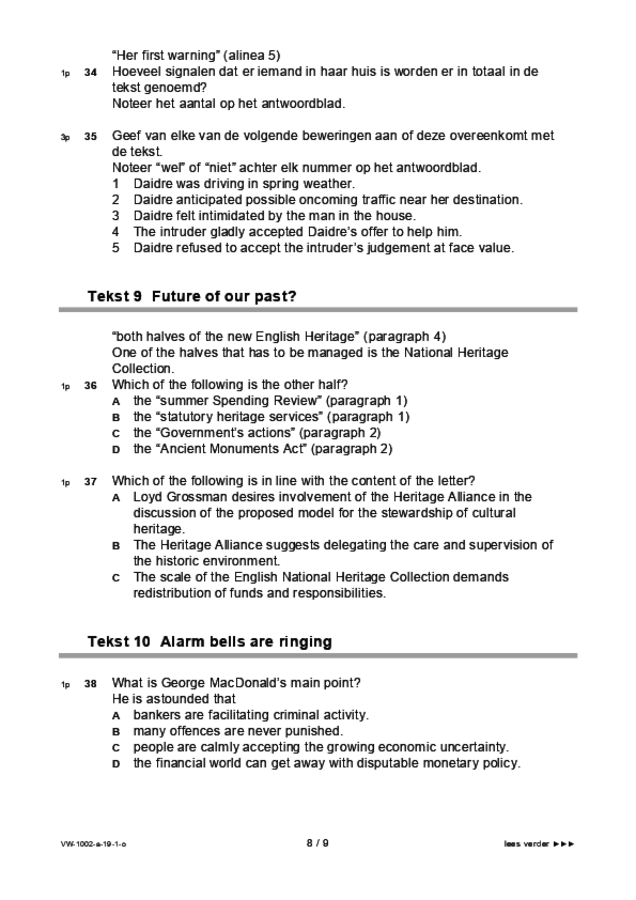 Opgaven examen VWO Engels 2019, tijdvak 1. Pagina 8