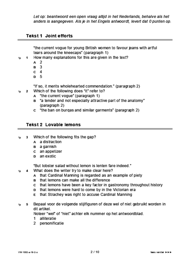 Opgaven examen VWO Engels 2019, tijdvak 2. Pagina 2