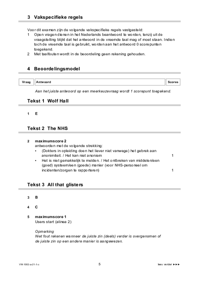 Correctievoorschrift examen VWO Engels 2021, tijdvak 1. Pagina 5