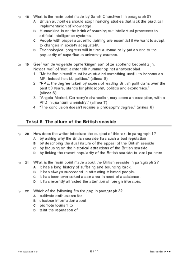 Opgaven examen VWO Engels 2021, tijdvak 1. Pagina 6