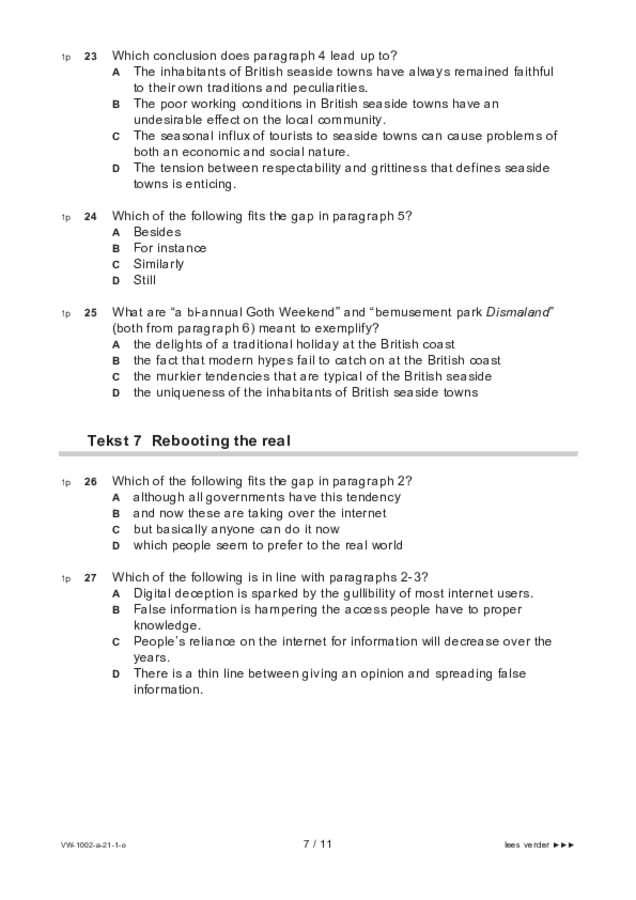 Opgaven examen VWO Engels 2021, tijdvak 1. Pagina 7