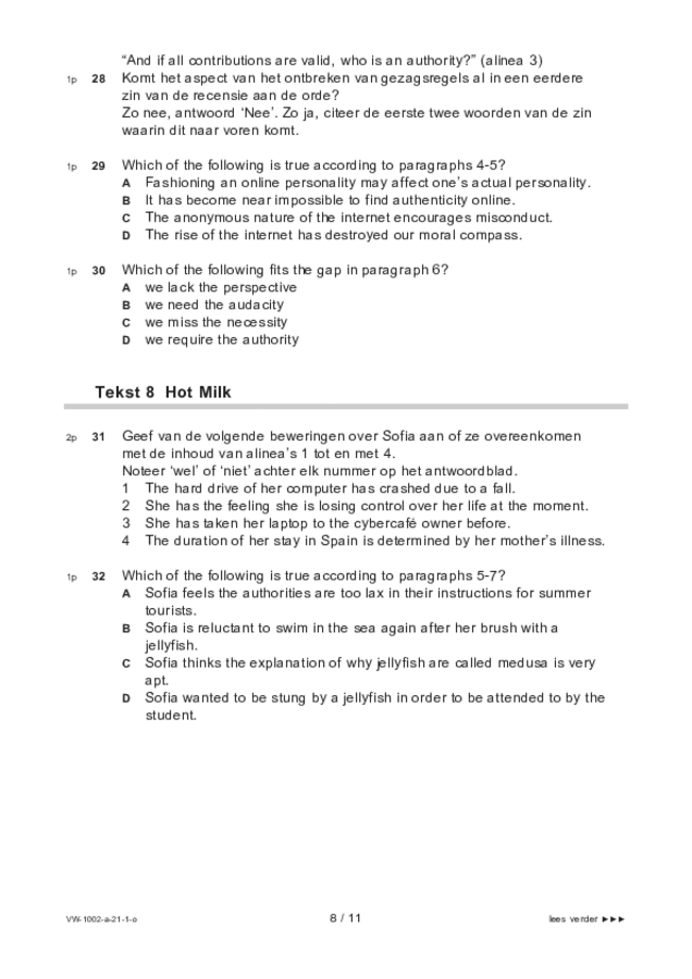 Opgaven examen VWO Engels 2021, tijdvak 1. Pagina 8