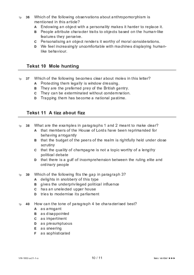 Opgaven examen VWO Engels 2021, tijdvak 1. Pagina 10