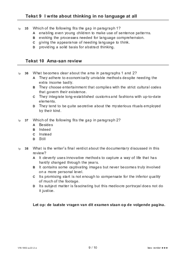 Opgaven examen VWO Engels 2022, tijdvak 2. Pagina 9