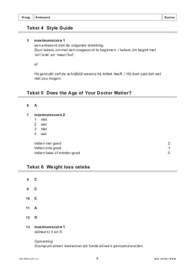 Correctievoorschrift examen VWO Engels 2023, tijdvak 1. Pagina 6