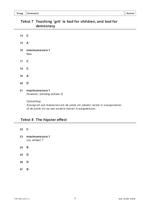 Correctievoorschrift examen VWO Engels 2023, tijdvak 1. Pagina 7