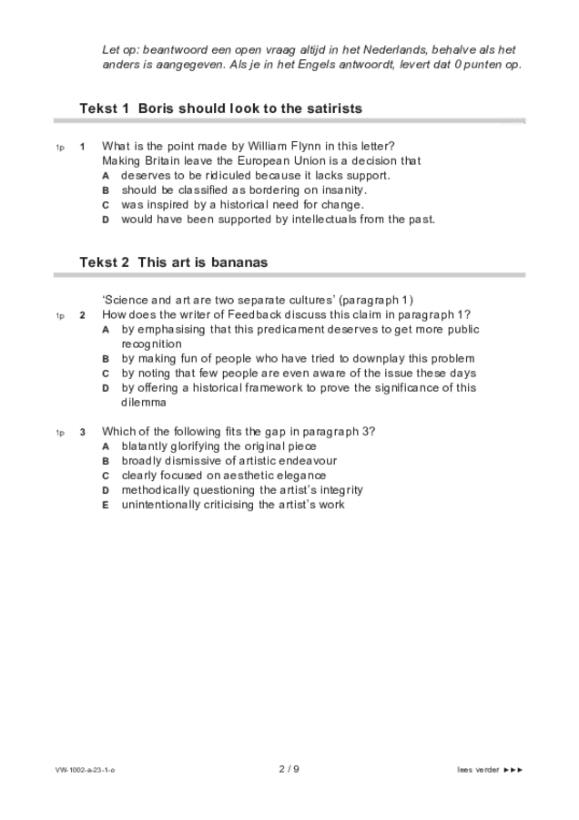 Opgaven examen VWO Engels 2023, tijdvak 1. Pagina 2