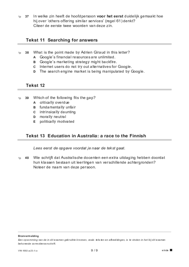 Opgaven examen VWO Engels 2023, tijdvak 1. Pagina 9