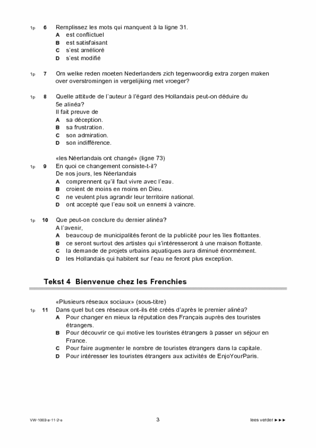 Opgaven examen VWO Frans 1,2 2011, tijdvak 2. Pagina 3