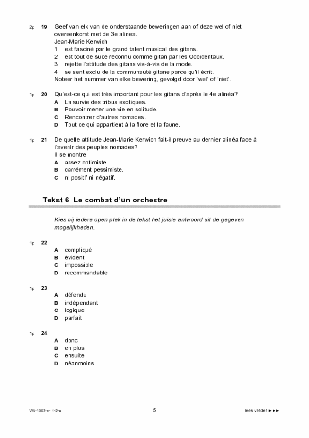 Opgaven examen VWO Frans 1,2 2011, tijdvak 2. Pagina 5