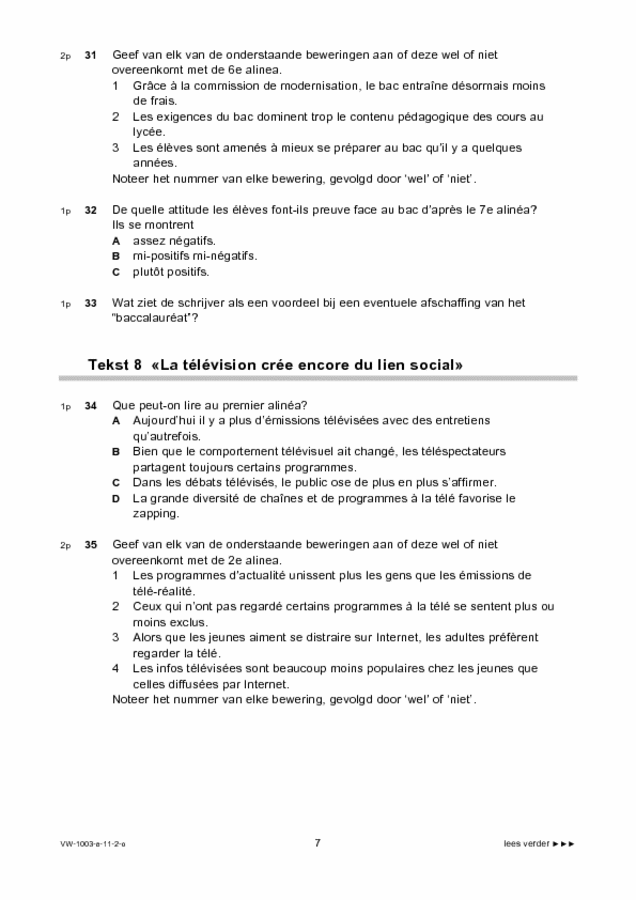 Opgaven examen VWO Frans 1,2 2011, tijdvak 2. Pagina 7