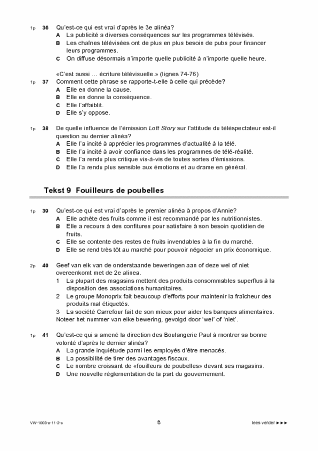 Opgaven examen VWO Frans 1,2 2011, tijdvak 2. Pagina 8