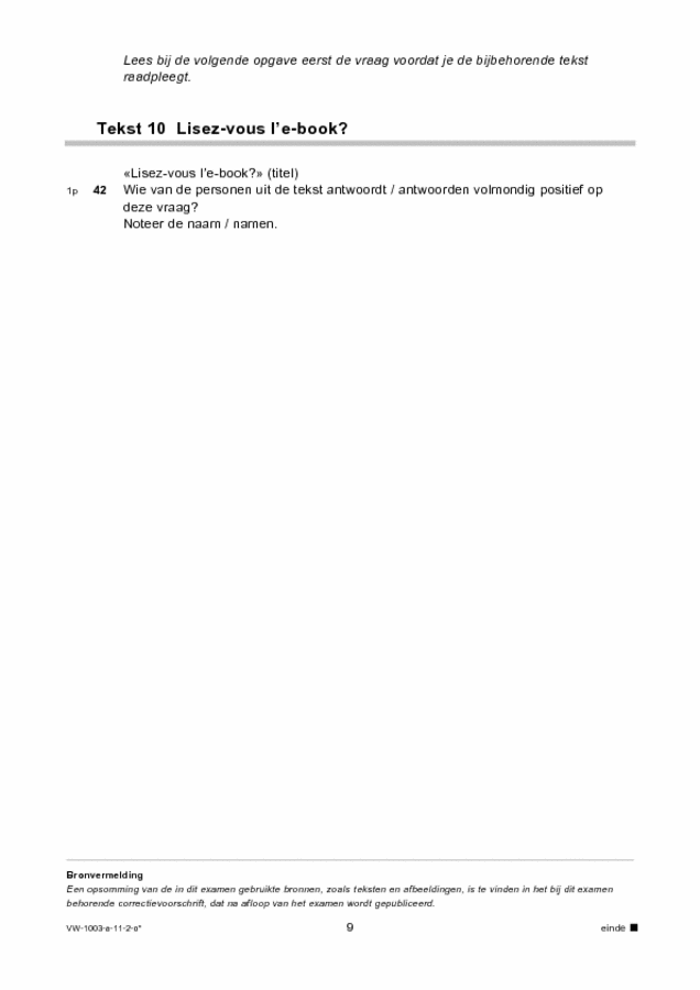 Opgaven examen VWO Frans 1,2 2011, tijdvak 2. Pagina 9