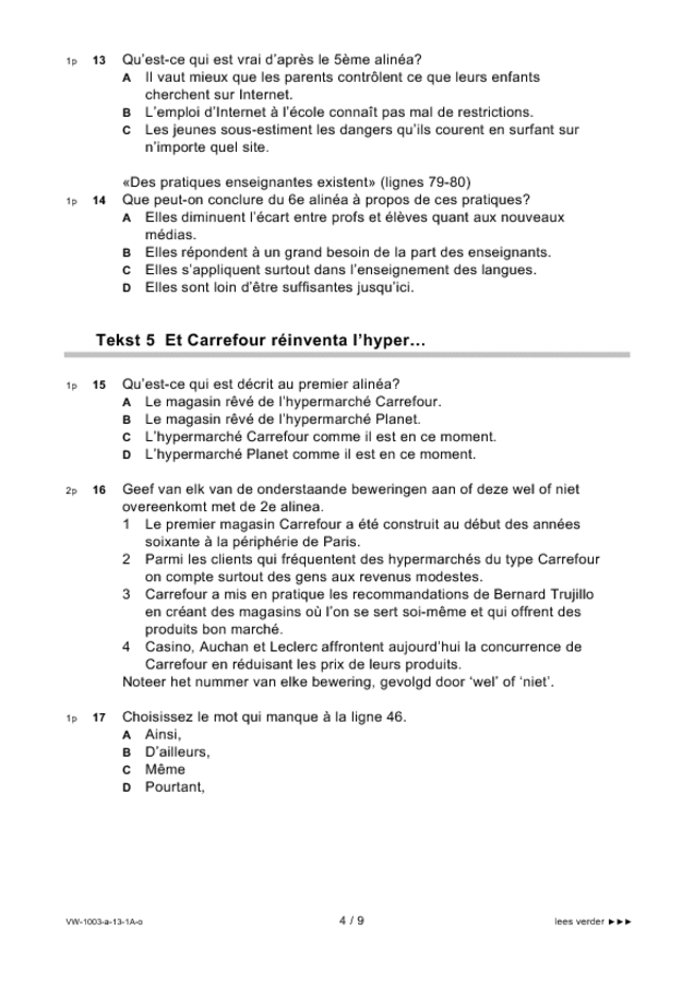 Opgaven examen VWO Frans 2013, tijdvak 1. Pagina 4