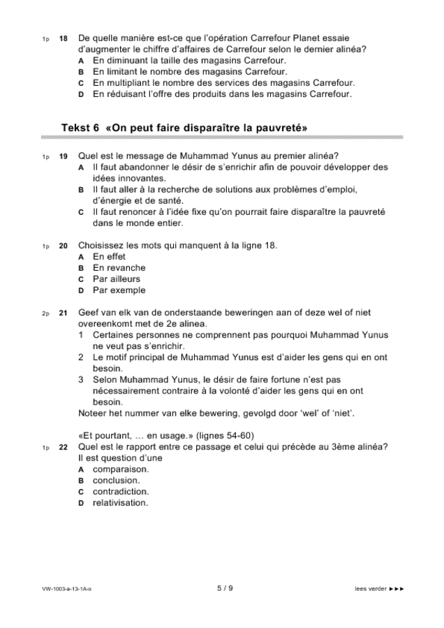 Opgaven examen VWO Frans 2013, tijdvak 1. Pagina 5