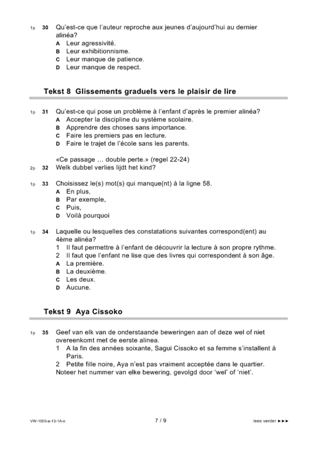 Opgaven examen VWO Frans 2013, tijdvak 1. Pagina 7