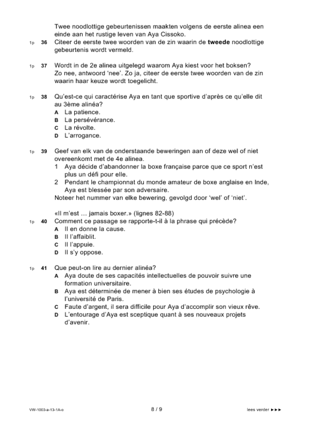 Opgaven examen VWO Frans 2013, tijdvak 1. Pagina 8