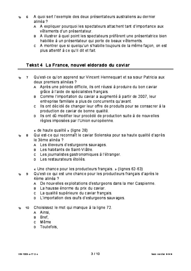 Opgaven examen VWO Frans 2017, tijdvak 2. Pagina 3