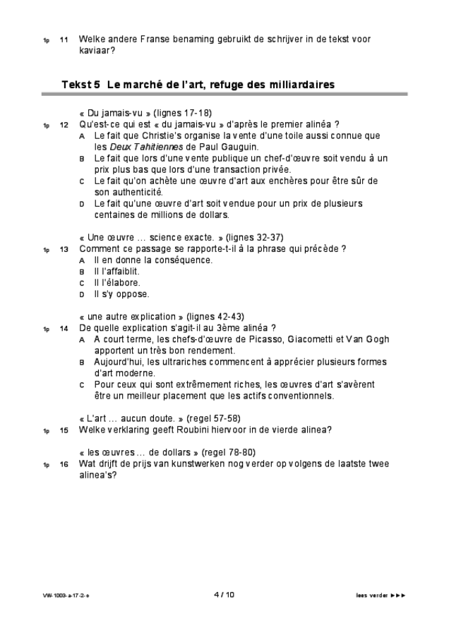 Opgaven examen VWO Frans 2017, tijdvak 2. Pagina 4