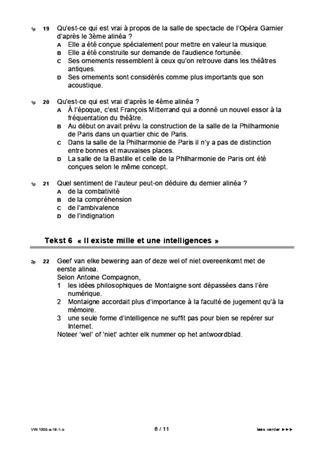 Opgaven examen VWO Frans 2019, tijdvak 1. Pagina 6
